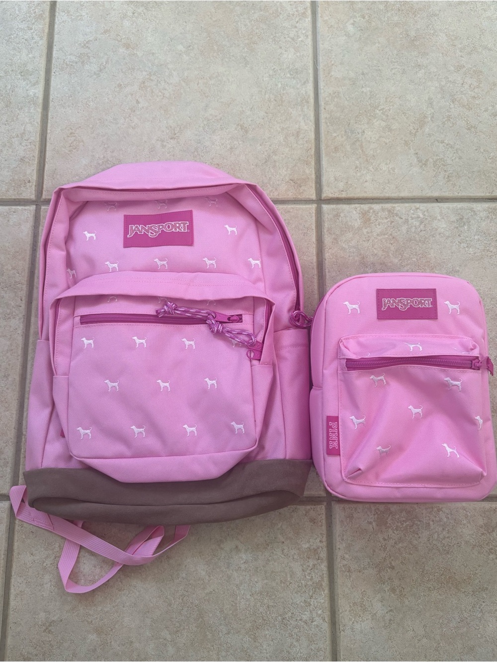 Victoria’s Secret Pink x Jansport Backpack & Lunch Bag Set Pink Puppy Dog